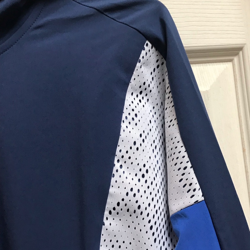 Adidas blue/white long sleeved hooded windbreaker - Picture 4 of 8